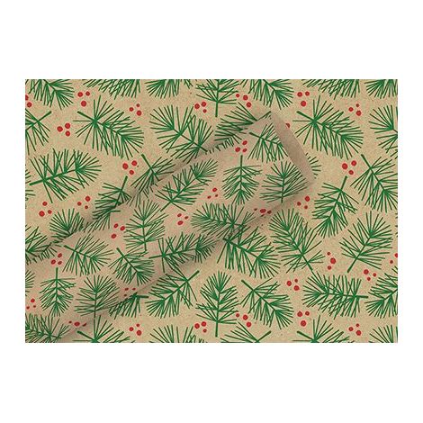 Braun & Company Geschenkpapier By Nature Kraft WH-Zweig rot 2 m x 70 cm Geschenkpapier