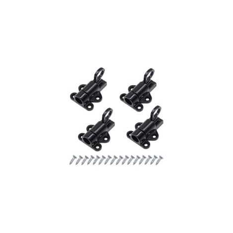 4 piezas de pestillo de puerta, cerradura automática para puerta exterior, pestillos de ventana, pernos de cierre de resorte, tornillos de banda de aluminio negro - Crezuo (1/4)