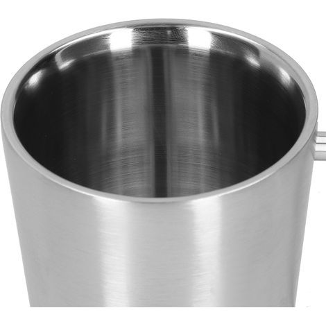 Tasse à bière isotherme 340ml en acier inoxydable 304 avec poignée, gobelet double paroi pour café et boissons, couleur acier inoxydable (1/5)
