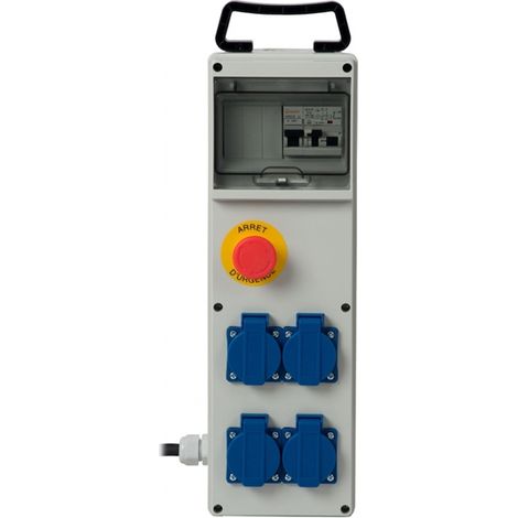Ceba – Coffret de chantier 250 V – 4 prises à clapet 16A – Disjoncteur différentiel 30 mA – Indice de protection IP 44 (1/2)