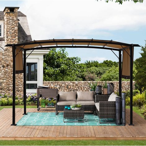 Toile pergola 3,66x2,74 m de rechange beige OKMYHOME (1/5)