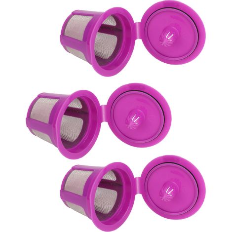 Wiederverwendbarer Kaffeefilter (1 Stück) mit Edelstahlgewebe, wiederbefüllbare Kaffeekapsel, lila (1/5)