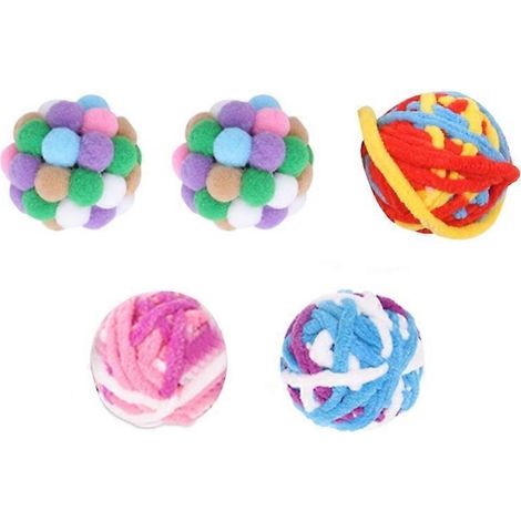 Plüschkatzenspielzeug, Set aus 9 handgefertigten, bunten Hüpfbällen mit Glöckchen, Kätzchenspielzeug, interaktiver Spielball, lustiges Zubehör für Katzen.