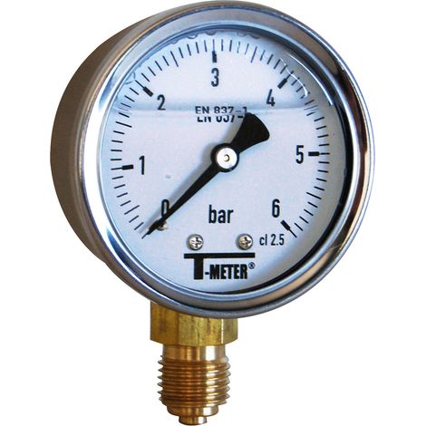 Manomètre boitier inox à bain de glycérine RADIAL Mâle 1/4" (8/13) - Pression -1 / 1 bar - Sferaco (1/2)