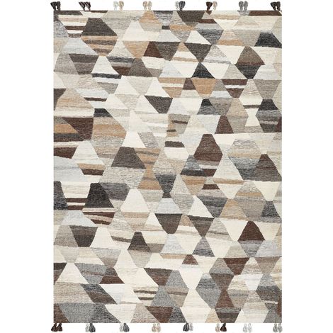 Tappeto di lana multicolore 160 x 230 cm kilim fatto a mano patchwork con nappe Argavand