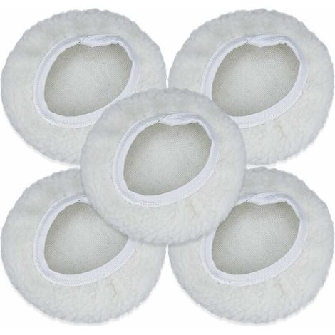 Set of 5 Polishing Bonnets, 125-150mm Car Polishing Disc Kit, Wool Bonnet, Waxing Pads for Most Car Polishers (1/4)