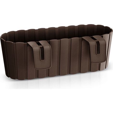 Jardinière suspendue en plastique marron 38,3x21,2x13cm – Capacité 4,9l – Pour rambarde jusqu'à 5cm de large – Style rustique moderne – Tresice France (1/5)