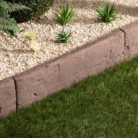 Bordure de jardin Béton effet Bois Marron 67x22x4,5 cm (à l'unité) - RO'MA NATURE (1/3)