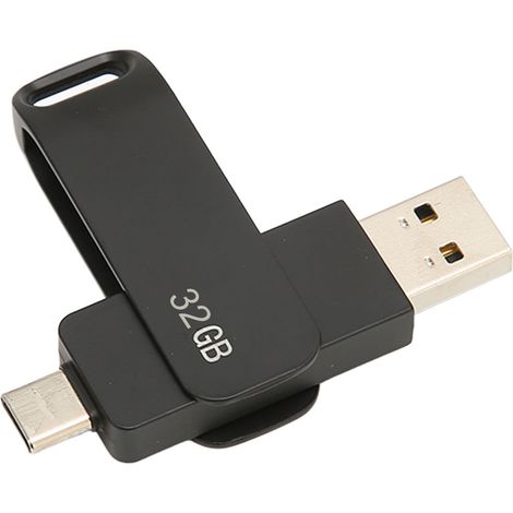 Clé USB 3.0 Type-C Double Usage 32 Go Noir - Mémoire Flash Métallique Rotative pour Photos et Tablettes (1/5)