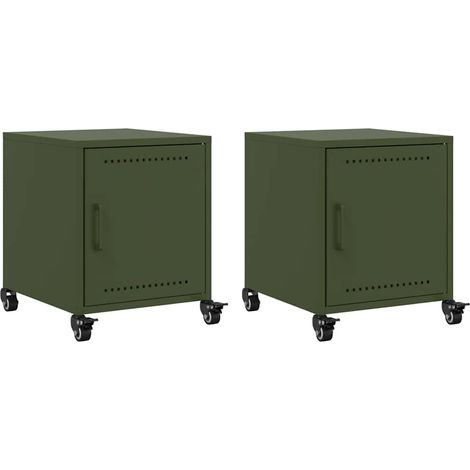 Maison Exclusive - Comodini 2 pz Verde Oliva 36x39x43,5 cm in Acciaio