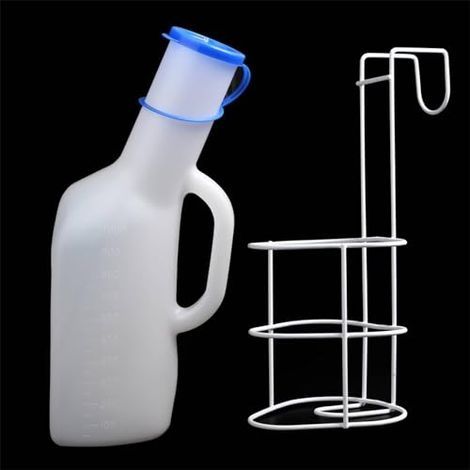 Urinoir portable pour homme de 1000 ml avec couvercle et support pour camping, hôpital et personnes âgées (1/5)