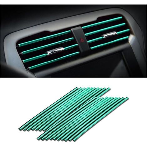 20 PCS Decorative Strip for Car Air Conditioner, Car Interior Accessories, Multicolor Decorative Strip for Most Air Vents (Green) (1/5)