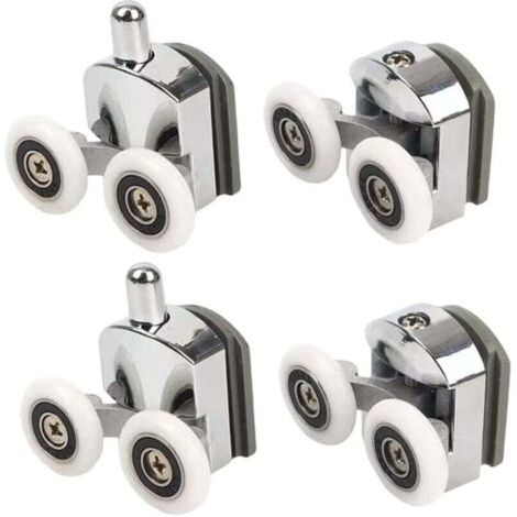 Roulettes De Douche Double Porte Coulissante 4 Pieces 2 Superieures Et 2 Inferieures 23 Mm (1/4)