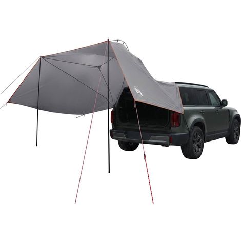 Tente de voiture abri de protection pliable polyester et acier gris et orange 350 x 250 cm (1/5)