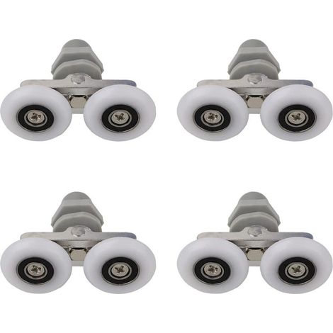 Double shower door rollers 19mm – Aluminum alloy and ABS – Glass thickness 4 to 6mm – Set of 4 replacement rollers (1/4)