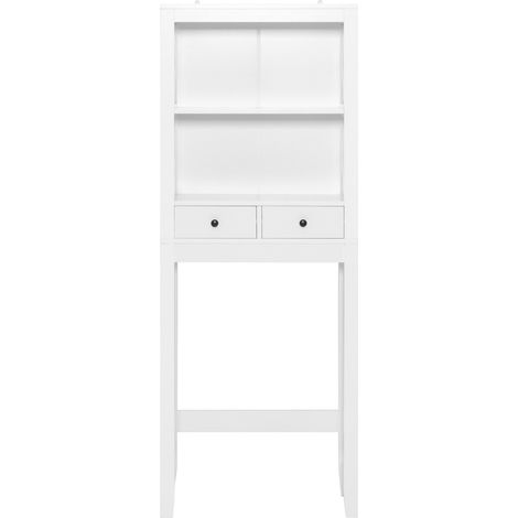 Mensola portaoggetti sopra il WC 60 x 20,5 x 165 cm pratico contenitore 3 moderni ripiani aperti in MDF bianco 200017404