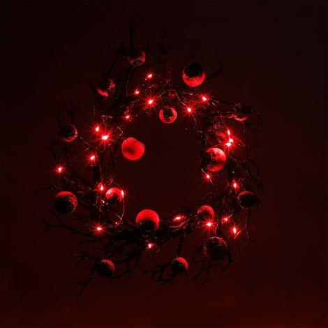 Couronne d'œil réaliste pour Halloween, couronne de branches fanées, pendentif fantôme effrayant, accessoire de décoration de fête (boîte en carton de 45 cm (guirlande lumineuse de 3 mètres + effet pa (1/4)