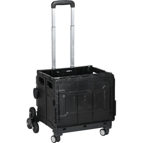 Einkaufstrolley Klappbar, bis 80 kg tragbar, Einkaufswagen mit Verstellbarem Teleskop-Griff, Treppensteiger mit Deckel, Transportwagen