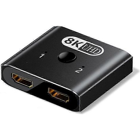 Commutateur/répartiteur HDMI 2.0 bidirectionnel 8K, 2 entrées, 1 sortie, haute définition 8K à 60 Hz, hub compatible HDMI 2.0, commutation manuelle. (1/5)