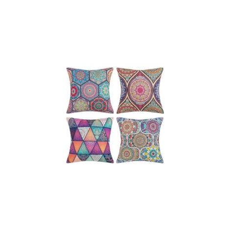 Funda de almohada de algodón y lino con diseño de mandala bohemio, funda de cojín cuadrada, ideal para camas, coches, hogares, sofás, dormitorios, salas de estar y decoración interior/exterior, 45x45 