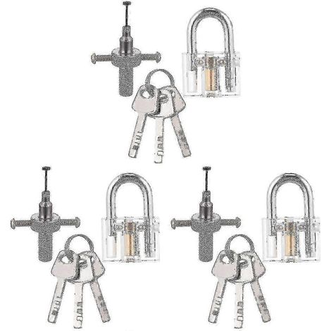 Cadenas A-1 à lames transparentes avec disque de retenue, outils de crochetage et 3 clés (1/2)