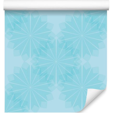 Carta da parati con fiori geometrici turchesi per soggiorno e camera da letto, 50x1000 cm (1/5)