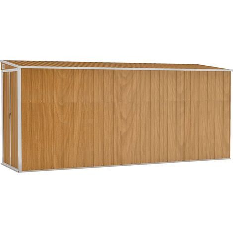 Maison Exclusive - Casetta da giardino a muro marrone 118x382x178 cm in acciaio zincato