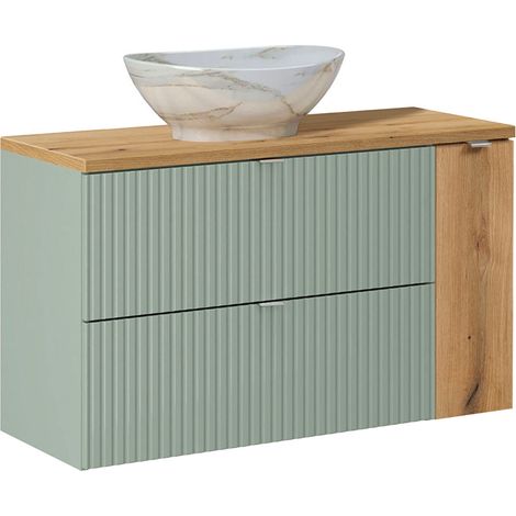 Mueble lavabo 100cm Verde Jade y Madera (1/4)
