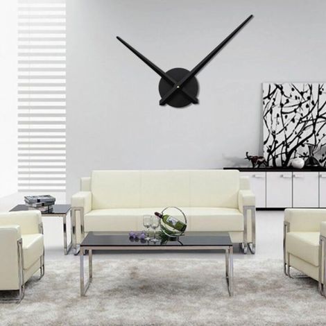 Horloge Murale 3D, Horloge à Quartz Bricolage 3D, Horloge métallique 3D Bricolage Mains Horloge métallique Moderne avec 2 Aiguilles, Horloge pour décoration de Salon (Noir) (1/5)