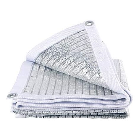 D'ombrage, toile solaire réfléchissante, filet pour toit de voiture, filet solaire compact pour pergola de jardin avec bords blancs, argent, 1x1m (1/5)