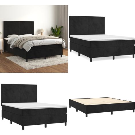 Boxspringbett mit Matratze Schwarz 140x200 cm Samt - Boxspringbett - Samtbett - Doppelbett - Schwarzes Bett - Hochwertiges Bett - Home & Living (1/5)