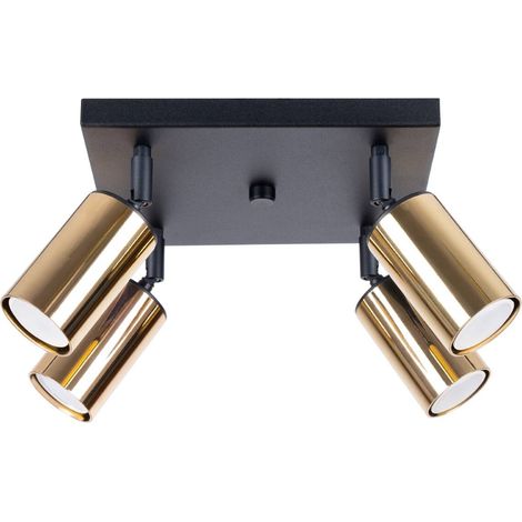 Schwarzer quadratischer Deckenstrahler mit goldenen Schirmen, 4xGU10, 10W, WINX SL.1386, Sollux Lighting (1/5)