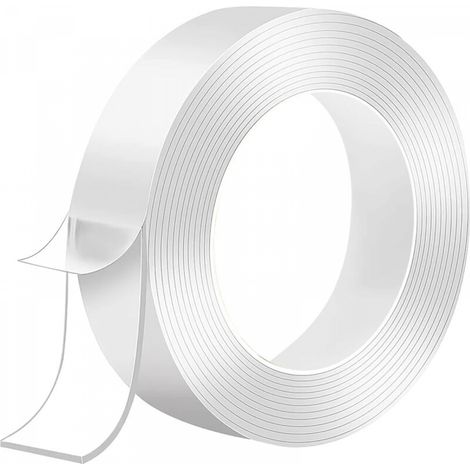 Ruban adhésif double face, multi-usages transparent extra résistant, sans trace, réutilisable pour les tapis et objets photo (3 mètres x 2 cm x 2 mm) (1/5)