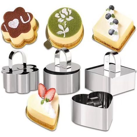 4-teiliges Tortenring-Set aus Edelstahl mit Stopfer – Küchenhelfer zum Backen, für Gebäck, Kuchen und Mousse (1/3)