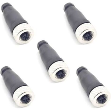 5 Pcs M12 5 Pôles Femelle Connecteur, IP67 Étanche A Codés Droits 5 Broches sur Place à Vis Capteur 12mm M12 5 Core Connecteurs Ronds Accessoires pour l'automatisation Industrielle 125V 4A AC/DC (1/5)
