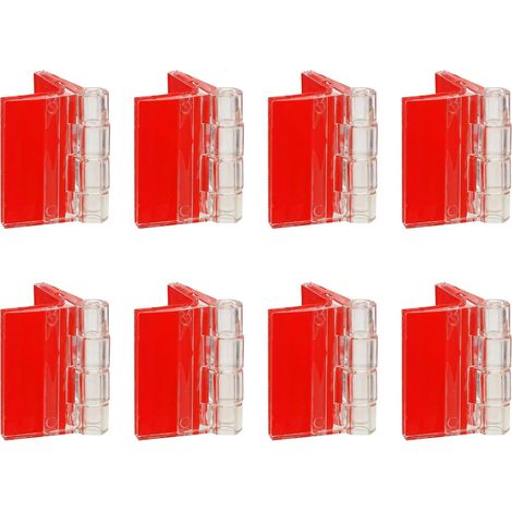 Juego de 8 pequeñas bisagras autoadhesivas de plástico transparente para armarios, tapas de acuarios y muebles, 3,5 x 2,5 cm. (1/5)