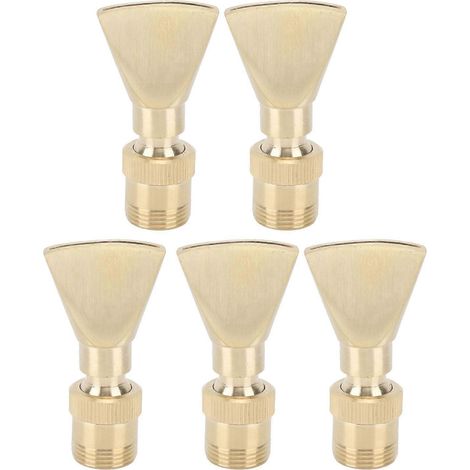 Set aus 5 fächerförmigen Messing-Springbrunnendüsen, elegante Springbrunnenanlage für Garten, Hof oder Einkaufszentrum.