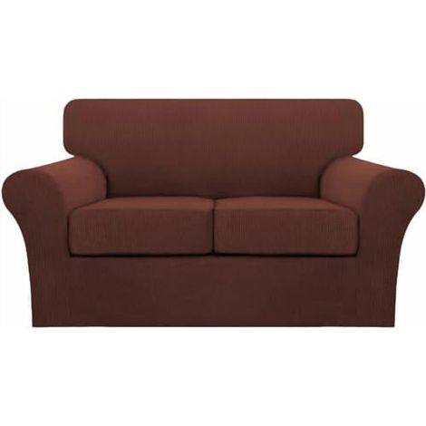 Juego de tres fundas lavables para sofá, aptas para sofás de dos plazas, tejido jacquard grueso, también apto para sofás de dos plazas - rojo ladrillo.