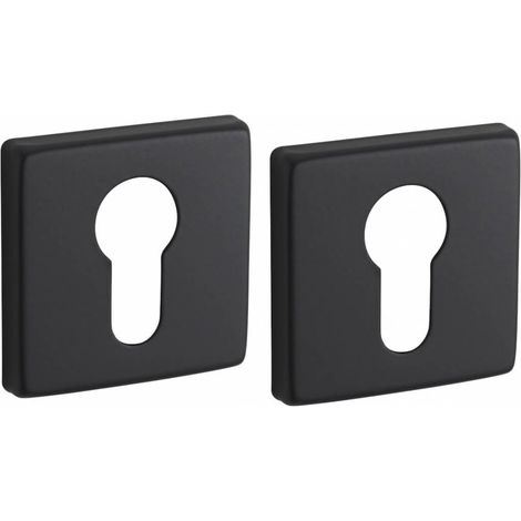 Coppia borchie, rosetta quadrata Zibel 50X50 foro per cilindro europeo, nero satinato - THIRARD
