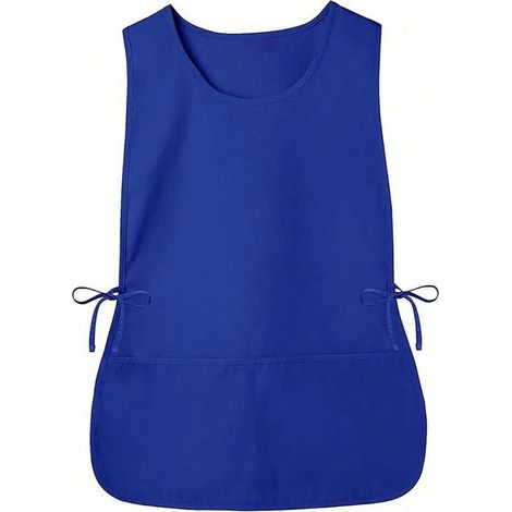 Grembiule stile camicetta con lacci laterali e due ampie tasche, unisex, adatto per il lavoro in cucina - blu royal. (1/4)