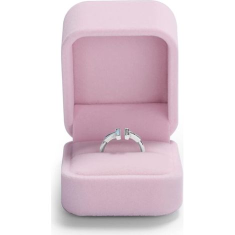 Boîte à bijoux en velours rose, idéale pour les mariages, les fiançailles, les cadeaux d'anniversaire et les présentoirs de bijoux dans les centres commerciaux.