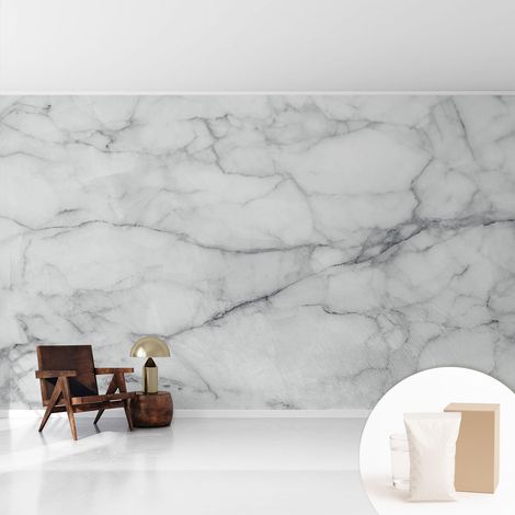 Papier peint intissé mural pour salon chambre à coucher tendance et originale - Colle incluse gratuite Élégance marbrée 416x254 cm (1/5)