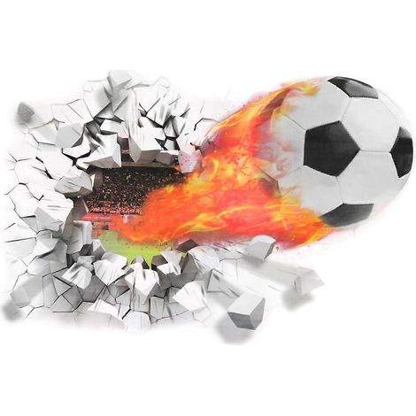 Décor mural Football 3D Stickers muraux Sport pour Chambre Adolescent Salon Garçon Couloir Nursery Poster Décoratif Autocollant de Mur (1/5)