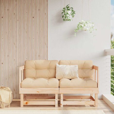 Ecksofas mit Kissen 2 Stk. Massivholz Kiefer