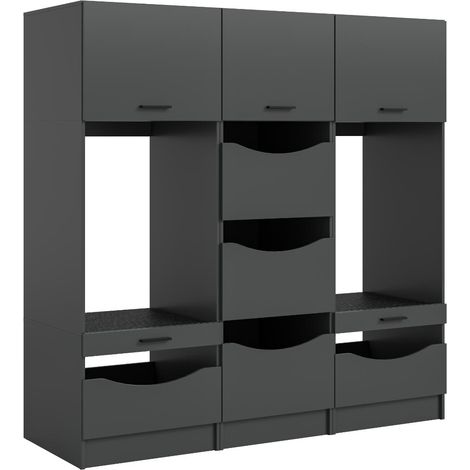 Free armoire à machine à laver 7 portes, 3 portes battantes, 2 tiroirs, 4 étagères anthracite. (1/5)