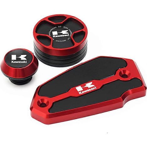 Convient aux Kawasaki Z900 ZX4R ZX4RR ZX25R : vis de remplissage d'huile du couvercle de pompe de frein avant et arrière en alliage d'aluminium modifié (bouchon d'huile rouge à l'avant et à l'arrière) (1/5)