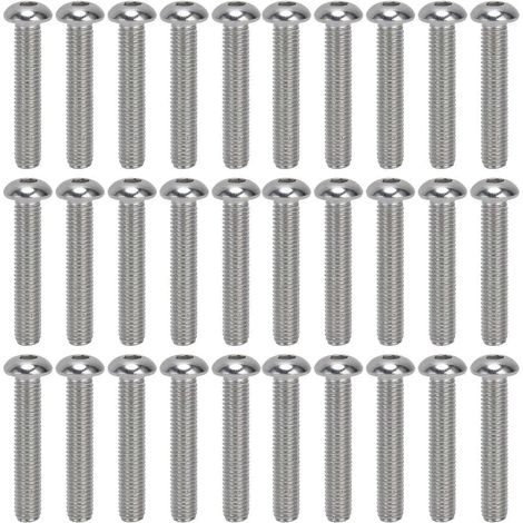 30-teiliges Set Innensechskantschrauben mit Knopfkopf, A2 Edelstahl, M10x1,5, Grobgewinde, M10x55
