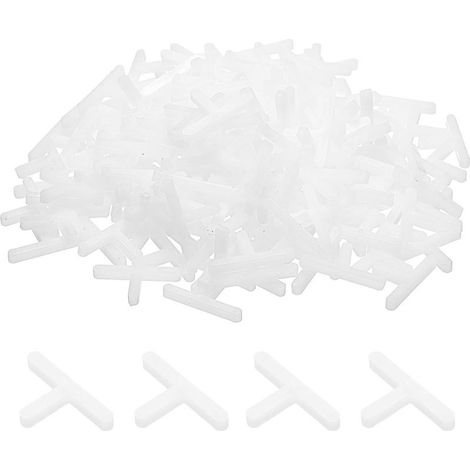 Lot de 200 entretoises de carrelage de 3 mm en plastique dur de type T pour nivellement de carrelage en céramique pour mur et sol (1/5)