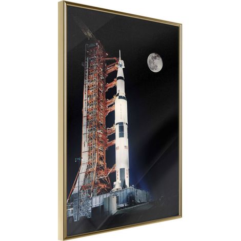 Affiche Murale Encadrée "Cosmodrome" 21 x 30 cm Or