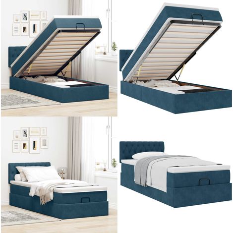 vidaXL Ottoman-Bett mit Matratze Dunkelblau 90x200 cm Samt (1/5)